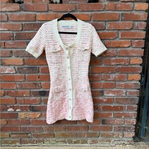 Self Portrait Ombré Knit Mini Dress Chic Pink and Cream